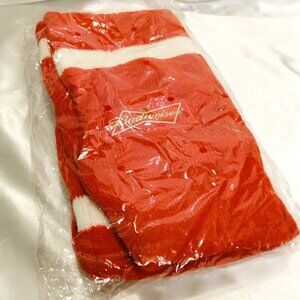 Budweiser Hockey Scarf/Hand Warmer-Red With White Stripes-NIP